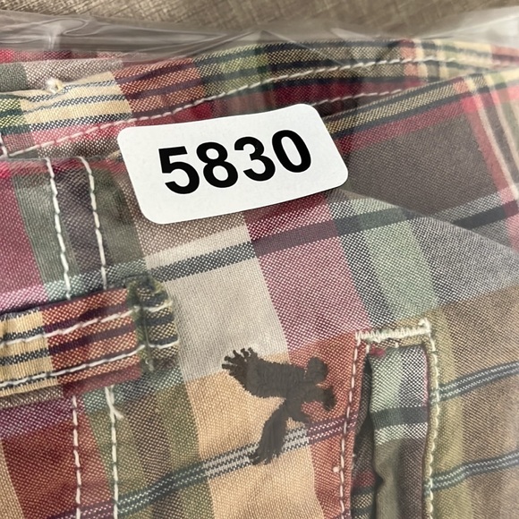 American‎ Eagle Madras Plaid Short Men's  Green & Tan 100% Cotton Inseam 10" - Picture 14 of 14